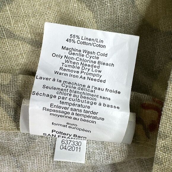 Pottery Barn‎ Pillow Shams Pair Standard Beige Gray Red Floral Linen Blend - Picture 7 of 10